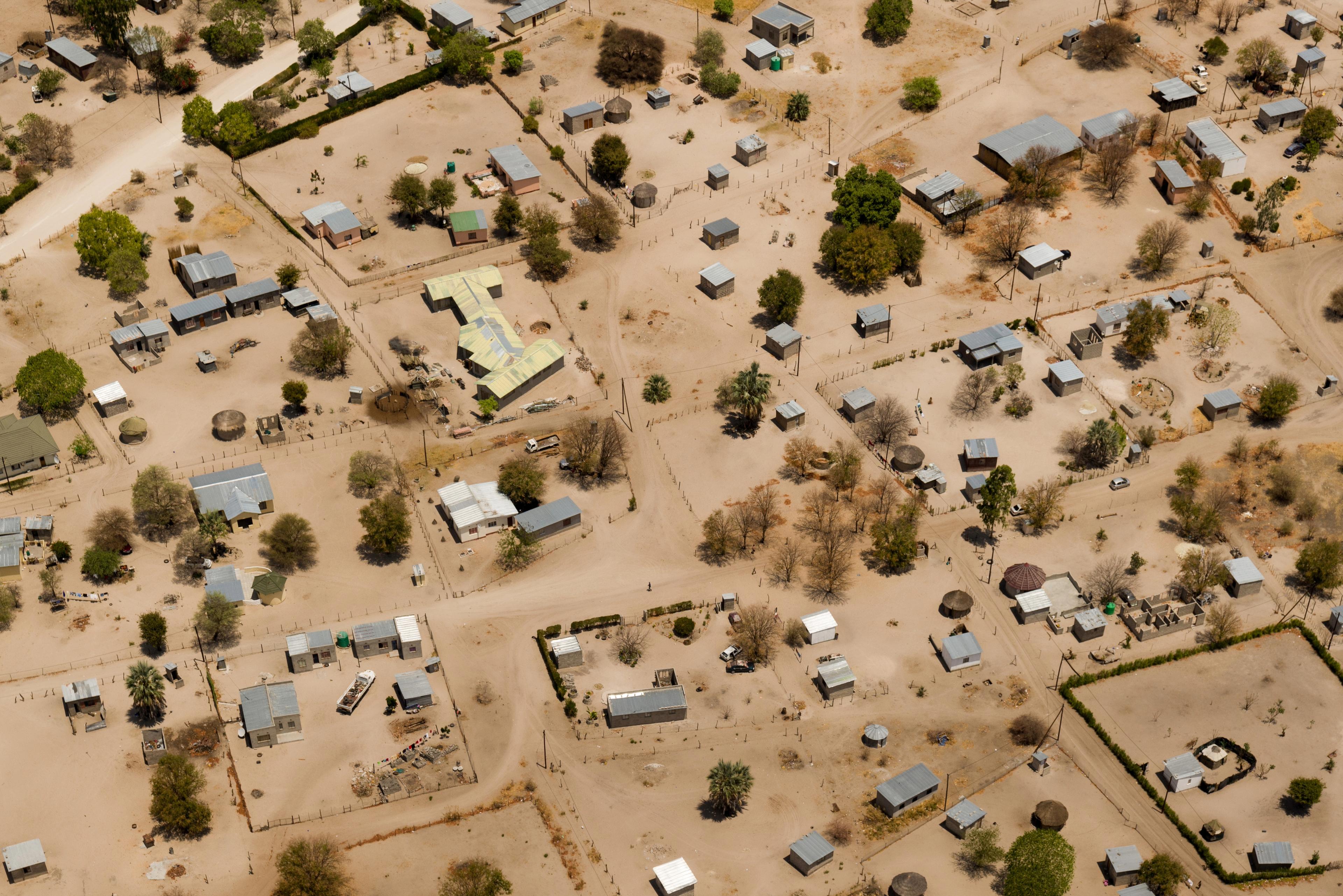 Overhead image of Botswana rural village landscape demonstrating the ability of drones to deliver vital medical supplies